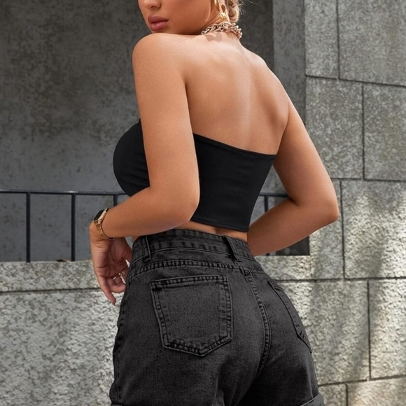 Classic Black Women's Jean Shorts, New, Size L - Picture 2 of 4